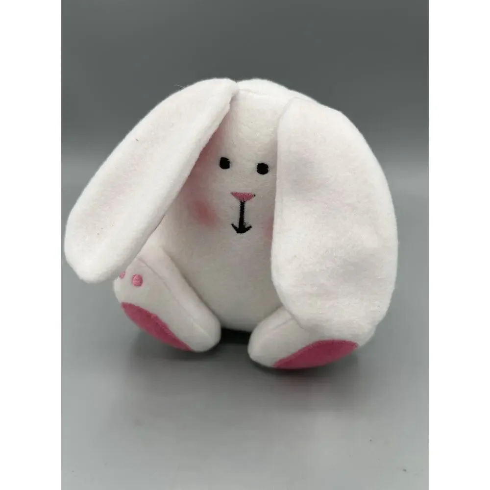Cute White Bunny Rabbit Plush Pink Ears Feet Stuffed Animal Toy 5”